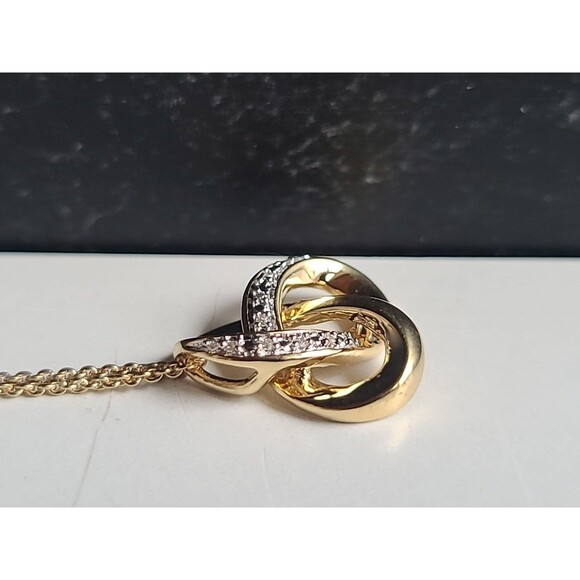 Vermeil 925 Diamond Chip Trinity Knot Pendant Necklace Vintage - Picture 2 of 11